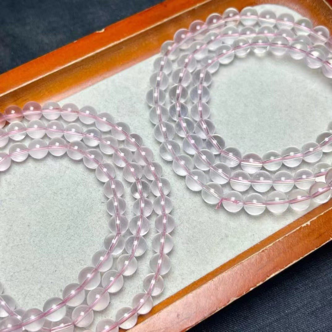 Natural Starlight Pink Crystal Multi-Circle Bracelet 6mm