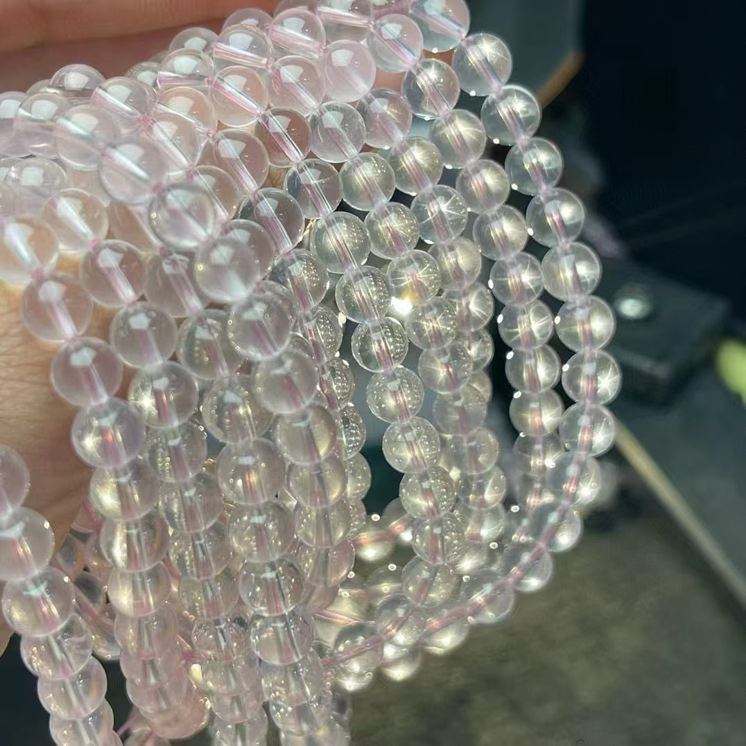 Natural Starlight Pink Crystal Multi-Circle Bracelet 6mm