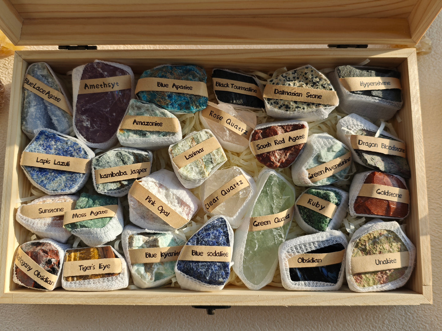 Crystal Treasures: Natural Energy Gemstone Wooden Gift Box