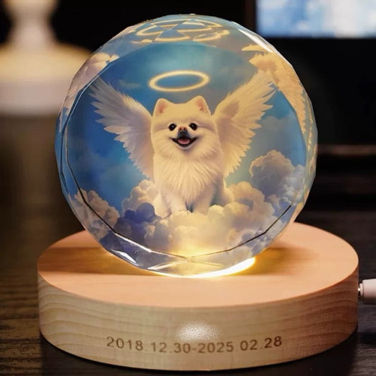 Custom Pet Crystal Memorial Keepsake – Cat & Dog Photo Frame