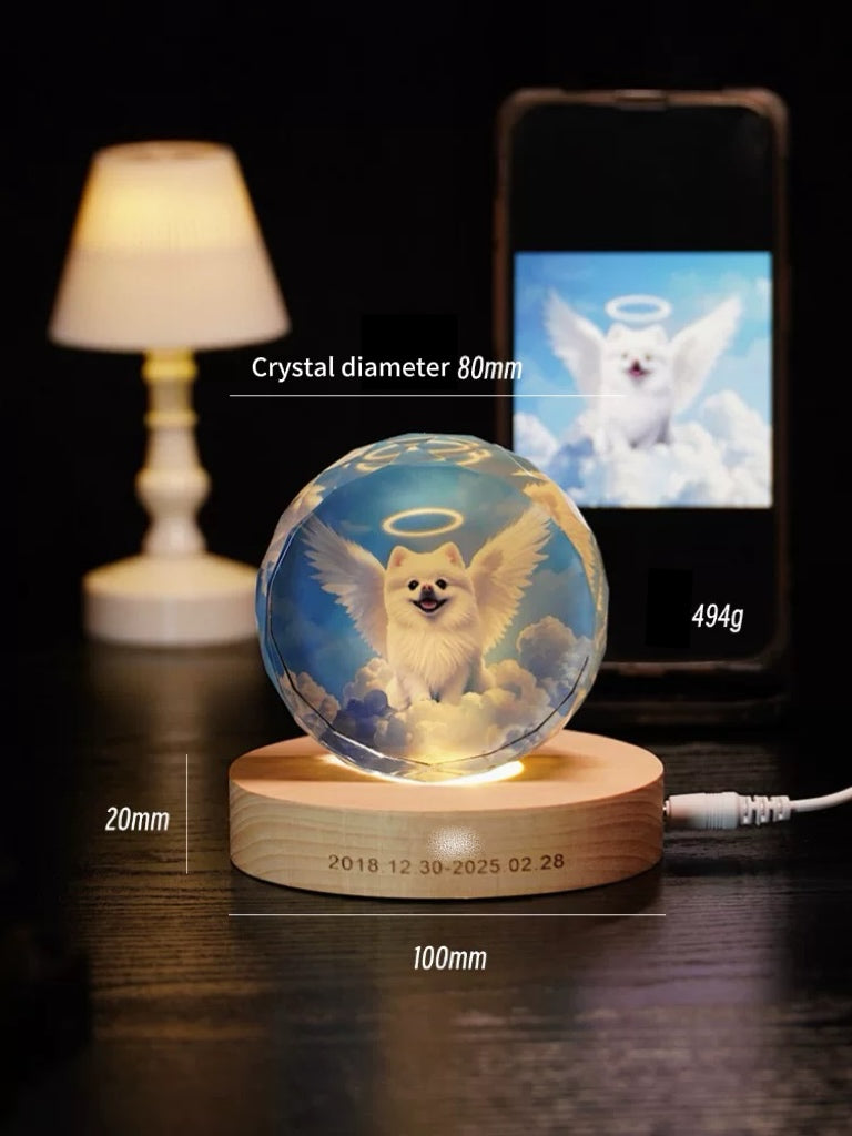 Custom Pet Crystal Memorial Keepsake – Cat & Dog Photo Frame